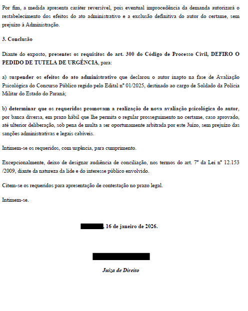 Imagem Justiça anula avaliação psicólogica do concurso da PMPR 2025